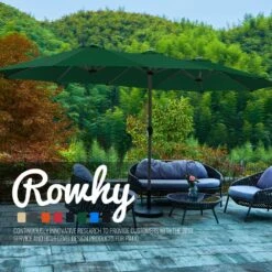 181 In. X 102 In. Dodecagon Double-Sided Market Patio Umbrella In Dark Green -Jearey market umbrellas stzzs dg c3 1000