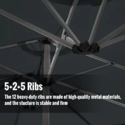 181 In. X 102 In. Dodecagon Double-Sided Market Patio Umbrella In Gray -Jearey market umbrellas stzzs gray 1d 1000