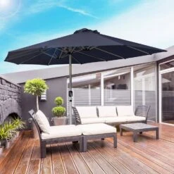 181 In. X 102 In. Dodecagon Double-Sided Patio Market Umbrella In Navy -Jearey market umbrellas stzzs navy 31 1000