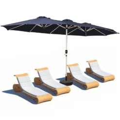 181 In. X 102 In. Dodecagon Double-Sided Patio Market Umbrella In Navy