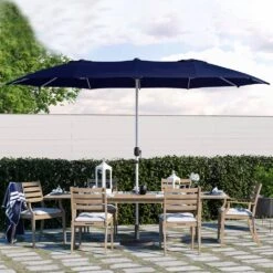 181 In. X 102 In. Dodecagon Double-Sided Patio Market Umbrella In Navy -Jearey market umbrellas stzzs navy c3 1000