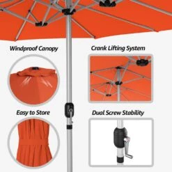 181 In. X 102 In. Dodecagon Double-Sided Market Patio Umbrella In Orange -Jearey market umbrellas stzzs orange 1d 1000