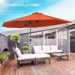 181 In. X 102 In. Dodecagon Double-Sided Market Patio Umbrella In Orange -Jearey market umbrellas stzzs orange 31 1000