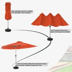 181 In. X 102 In. Dodecagon Double-Sided Market Patio Umbrella In Orange -Jearey market umbrellas stzzs orange 77 1000