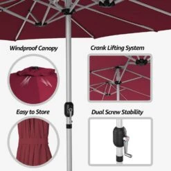 181 In. X 102 In. Dodecagon Double-Sided Patio Market Umbrella In Red -Jearey market umbrellas stzzs red 1d 1000