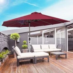 181 In. X 102 In. Dodecagon Double-Sided Patio Market Umbrella In Red -Jearey market umbrellas stzzs red 31 1000