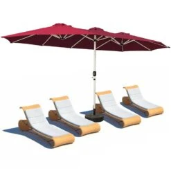 181 In. X 102 In. Dodecagon Double-Sided Patio Market Umbrella In Red