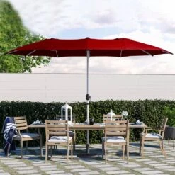 181 In. X 102 In. Dodecagon Double-Sided Patio Market Umbrella In Red -Jearey market umbrellas stzzs red c3 1000