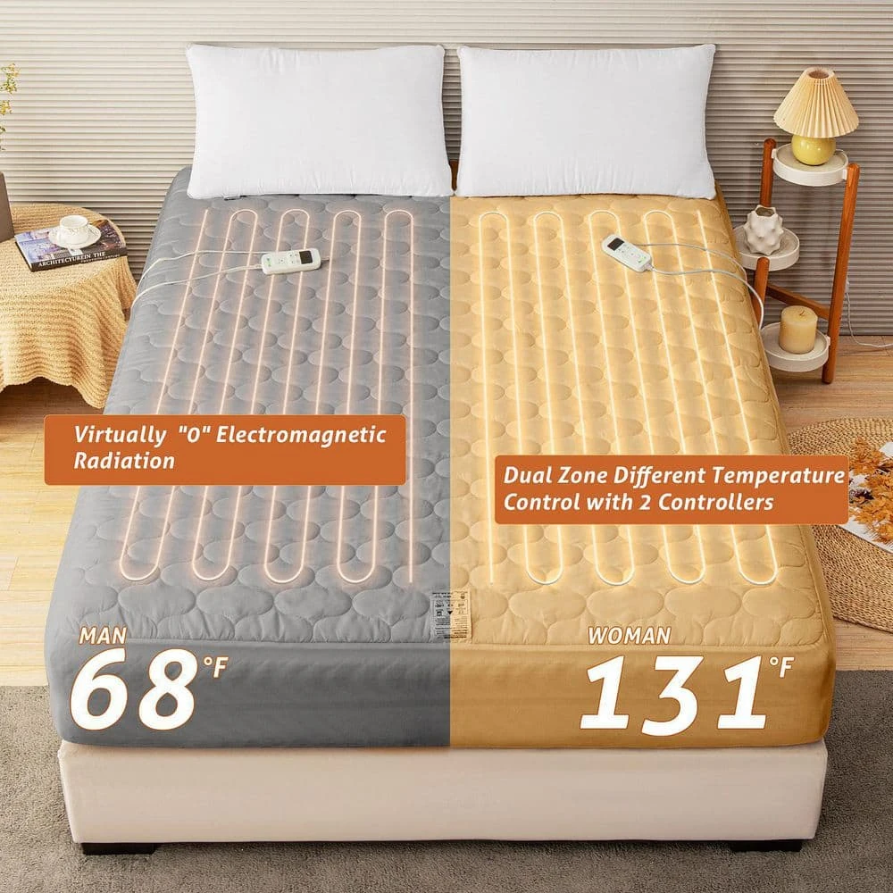 Califonia King Heated Electric Mattress Pad Polyester Mattress Pad With Dual Controller 2 Califonia King Heated Electric Mattress Pad Polyester Mattress Pad With Dual Controller - Image 2