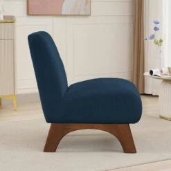 Modern Corduroy Solid Wood Navy Lounge Armless Chair -Jearey navy jearey accent chairs xtdxr navy 44 1000