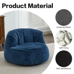 Modern Corduroy Polyester Medium Memory Foam Navy Backrest Style Bean Bag 13 Modern Corduroy Polyester Medium Memory Foam Navy Backrest Style Bean Bag -Jearey navy jearey bean bag chairs e11 02xxy pk 1f 1000