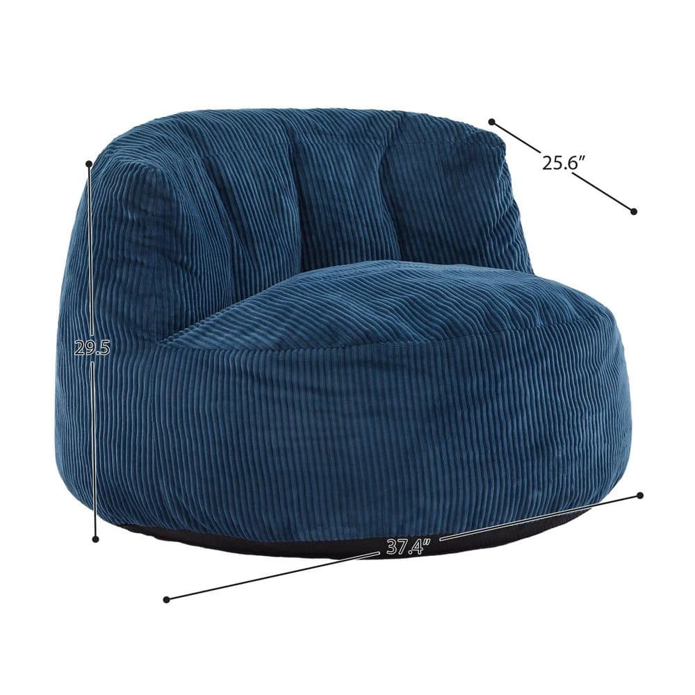 Modern Corduroy Polyester Medium Memory Foam Navy Backrest Style Bean Bag 2 Modern Corduroy Polyester Medium Memory Foam Navy Backrest Style Bean Bag - Image 2