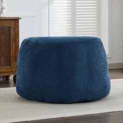 Corduroy Polyester Medium Memory Foam Navy Backrest Style Bean Bag -Jearey navy jearey bean bag chairs xty hd 2 khaki 31 1000