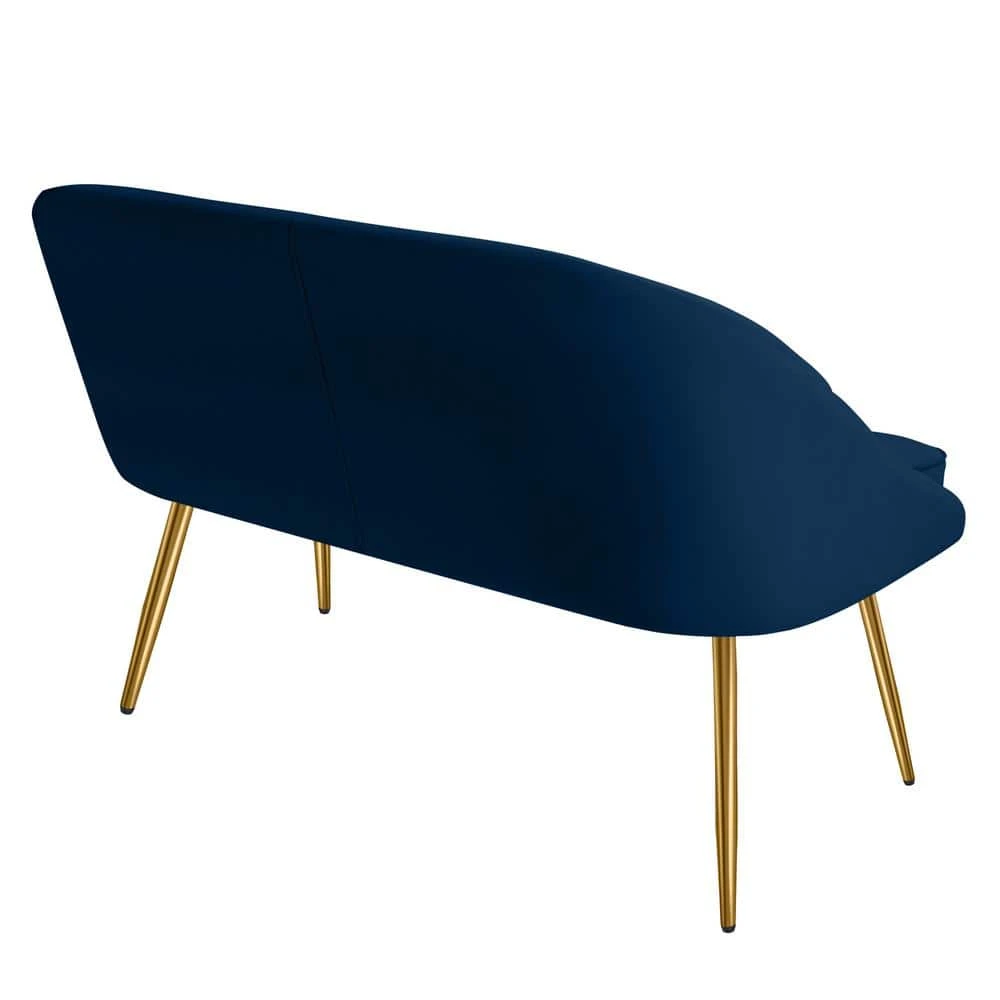 Modern 48 In. Golden Base Velvet Tufted 2-Seats Navy Loveseat Sofa For Living Room Furniture Sets 7 Modern 48 In. Golden Base Velvet Tufted 2-Seats Navy Loveseat Sofa For Living Room Furniture Sets - Image 7