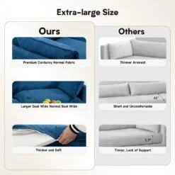 Modern Navy Corduroy Loveseat With Two Pillows For Living -Jearey navy jearey loveseats e46sf 2 ny 1f 1000