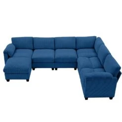 115 In. Corduroy Modular L-Shaped Navy 7-Seat Sectional Sofa For Living Room And Spacious Space -Jearey navy jearey sectional sofas dxrzjsf7 navy 44 1000