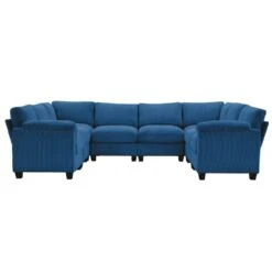 115 In. Corduroy Modular U-Shaped Navy 8-Seat Sectional Sofa For Living Room And Spacious Space -Jearey navy jearey sectional sofas dxrzjsf8 navy 1f 1000