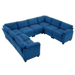 115 In. Corduroy Modular U-Shaped Navy 8-Seat Sectional Sofa For Living Room And Spacious Space -Jearey navy jearey sectional sofas dxrzjsf8 navy 4f 1000