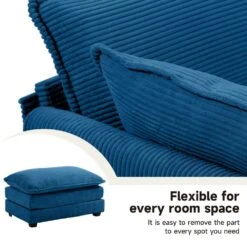 147 In. W 6-Piece Modern Fabric Sectional Sofa With Ottoman In Navy -Jearey navy jearey sectional sofas e46sf 4 ny fa 1000