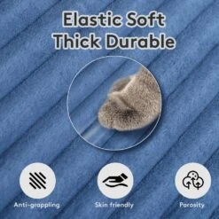 100.78 In. Navy Corduroy Detachable Sofa With Eight Pillows -Jearey navy jearey sectional sofas qexdxr y navy 44 1000