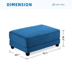 Laibai 111.81 In. Square Arm Velvet Modular 3-Piece Modern Navy Sofa With Cup Holder And Ottoman -Jearey navy jearey sofas couches xdxrabc navy c3 1000