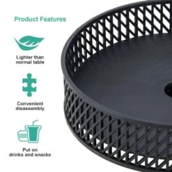 Resin Round Market Patio Umbrella Table Tray In Black 10 Resin Round Market Patio Umbrella Table Tray In Black -Jearey outdoor bar carts tpz black 4f 1000