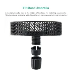 Resin Round Market Patio Umbrella Table Tray In Black 9 Resin Round Market Patio Umbrella Table Tray In Black -Jearey outdoor bar carts tpz black c3 1000