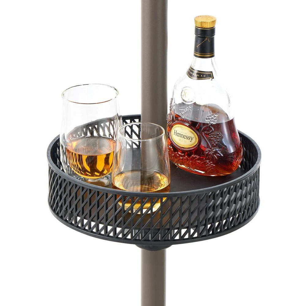 Resin Round Market Patio Umbrella Table Tray In Black 2 Resin Round Market Patio Umbrella Table Tray In Black - Image 2