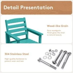 2-Piece HDPE Plastic Adirondack Outdoor Bar Stools In Aruba Blue -Jearey outdoor bar stools jygjy2jt ablue 44 1000