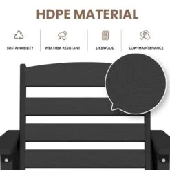 2-Piece HDPE Plastic Adirondack Outdoor Bar Stools In Black -Jearey outdoor bar stools jygjy2jt black 44 1000