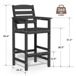 2-Piece HDPE Plastic Adirondack Outdoor Bar Stools In Black -Jearey outdoor bar stools jygjy2jt black fa 1000