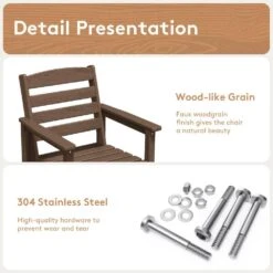 2-Piece HDPE Plastic Adirondack Outdoor Bar Stools In Brown -Jearey outdoor bar stools jygjy2jt brown 44 1000