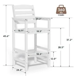 2-Piece HDPE Plastic Adirondack Outdoor Bar Stools In White -Jearey outdoor bar stools jygjy2jt white fa 1000
