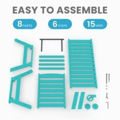 HDPE Aruba Blue Adjustable Outdoor Lounge Chair (1-Pack) -Jearey outdoor lounge chairs pelc hd ab 1f 1000