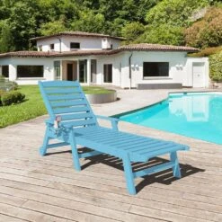 HDPE Light Blue Adjustable Outdoor Lounge Chair (1-Pack) -Jearey outdoor lounge chairs pelc hd lb 31 1000