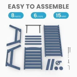 HDPE Navy Adjustable Outdoor Lounge Chair (1-Pack) -Jearey outdoor lounge chairs pelc hd na 1f 1000