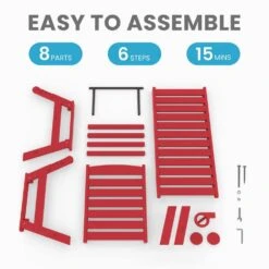 HDPE Red Adjustable Outdoor Lounge Chair (1-Pack) -Jearey outdoor lounge chairs pelc hd rd 1f 1000