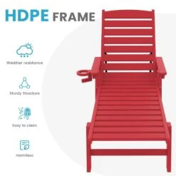 HDPE Red Adjustable Outdoor Lounge Chair (1-Pack) -Jearey outdoor lounge chairs pelc hd rd 44 1000