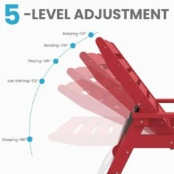 HDPE Red Adjustable Outdoor Lounge Chair (1-Pack) -Jearey outdoor lounge chairs pelc hd rd 4f 1000