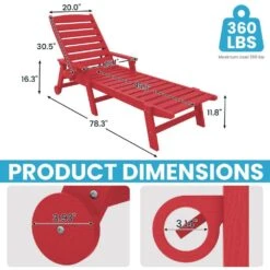 HDPE Red Adjustable Outdoor Lounge Chair (1-Pack) -Jearey outdoor lounge chairs pelc hd rd c3 1000