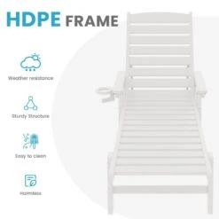 HDPE White Adjustable Outdoor Lounge Chair (1-Pack) -Jearey outdoor lounge chairs pelc hd wt 44 1000