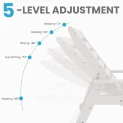 HDPE White Adjustable Outdoor Lounge Chair (1-Pack) -Jearey outdoor lounge chairs pelc hd wt 4f 1000