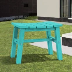 HDPE Aruba Blue Plastic Outdoor Ottoman (1-Pack)