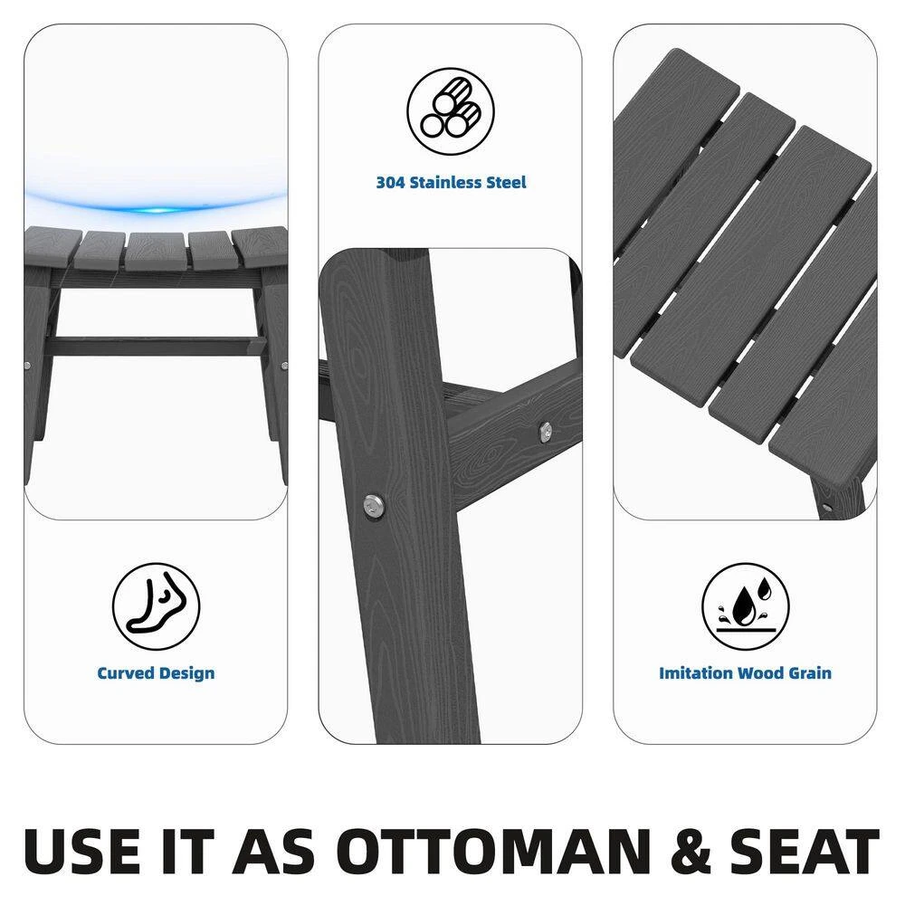 HDPE Gray Plastic Outdoor Ottoman (1-Pack) 5 HDPE Gray Plastic Outdoor Ottoman (1-Pack) - Image 5