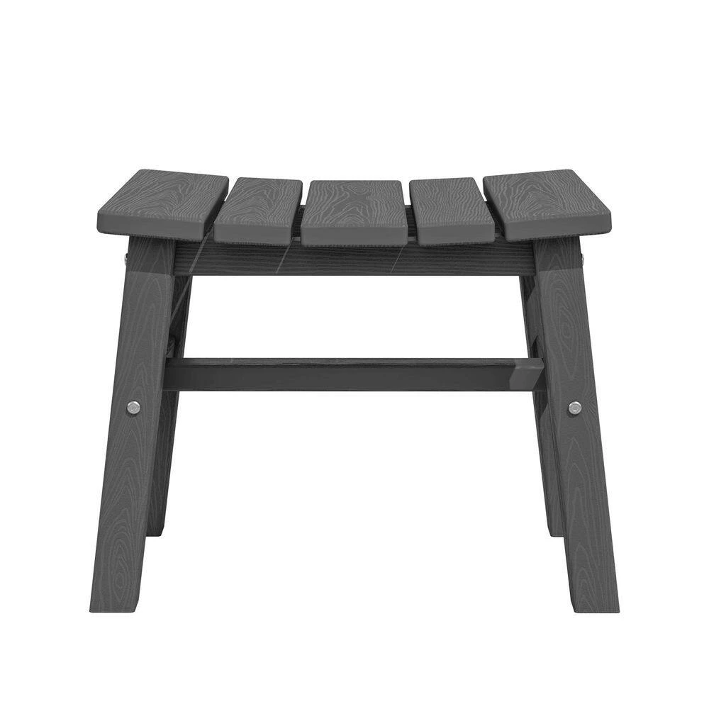 HDPE Gray Plastic Outdoor Ottoman (1-Pack) 2 HDPE Gray Plastic Outdoor Ottoman (1-Pack) - Image 2