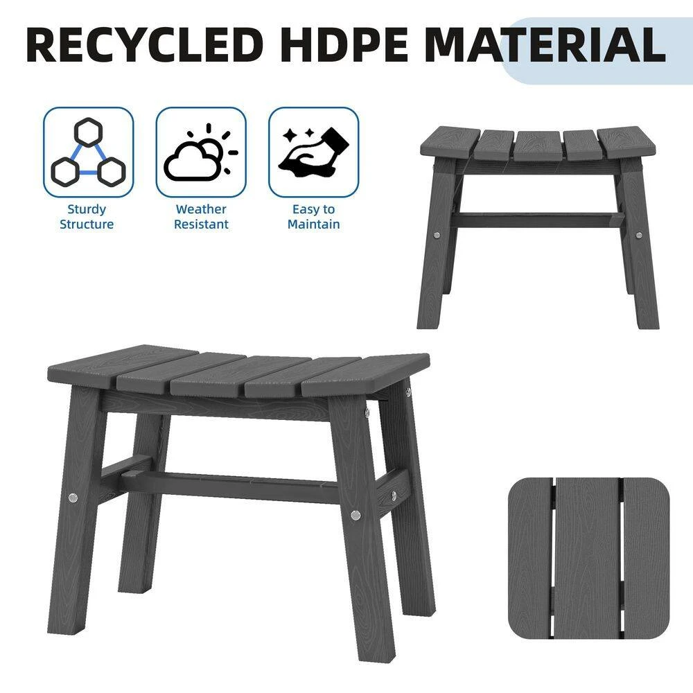 HDPE Gray Plastic Outdoor Ottoman (1-Pack) 6 HDPE Gray Plastic Outdoor Ottoman (1-Pack) - Image 6