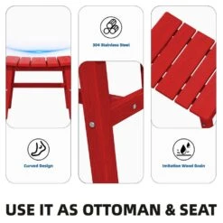 HDPE Bright Red Plastic Outdoor Ottoman (1-Pack) -Jearey outdoor ottomans peotm hd lh 44 1000