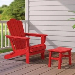 HDPE Bright Red Plastic Outdoor Ottoman (1-Pack) -Jearey outdoor ottomans peotm hd lh 76 1000