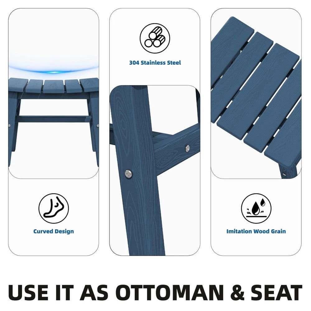 HDPE Navy Plastic Outdoor Ottoman (1-Pack) 5 HDPE Navy Plastic Outdoor Ottoman (1-Pack) - Image 5