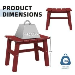 HDPE Dark Red Plastic Outdoor Ottoman (1-Pack) -Jearey outdoor ottomans peotm hd rd 1f 1000